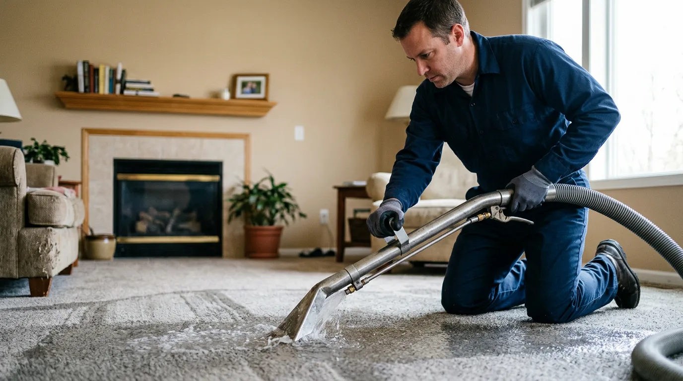 Water damage restoration technician working near Louisville, AL
